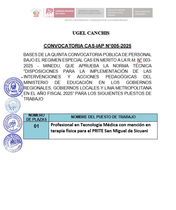 convocatoria - CAS-IAP N°005-2025