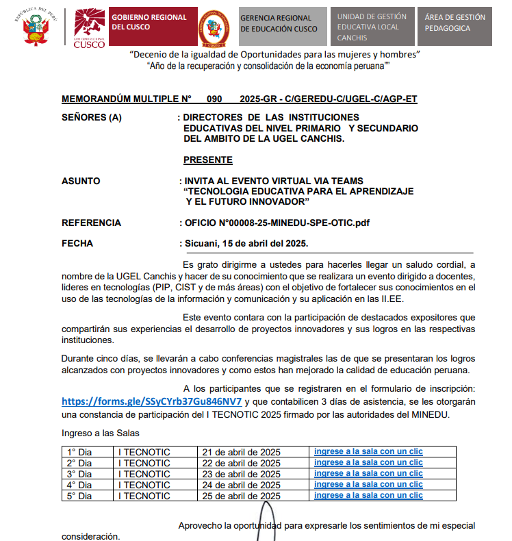 Invita al evento virtual vía teams “tecnología educativa para el aprendizaje y el futuro innovador”