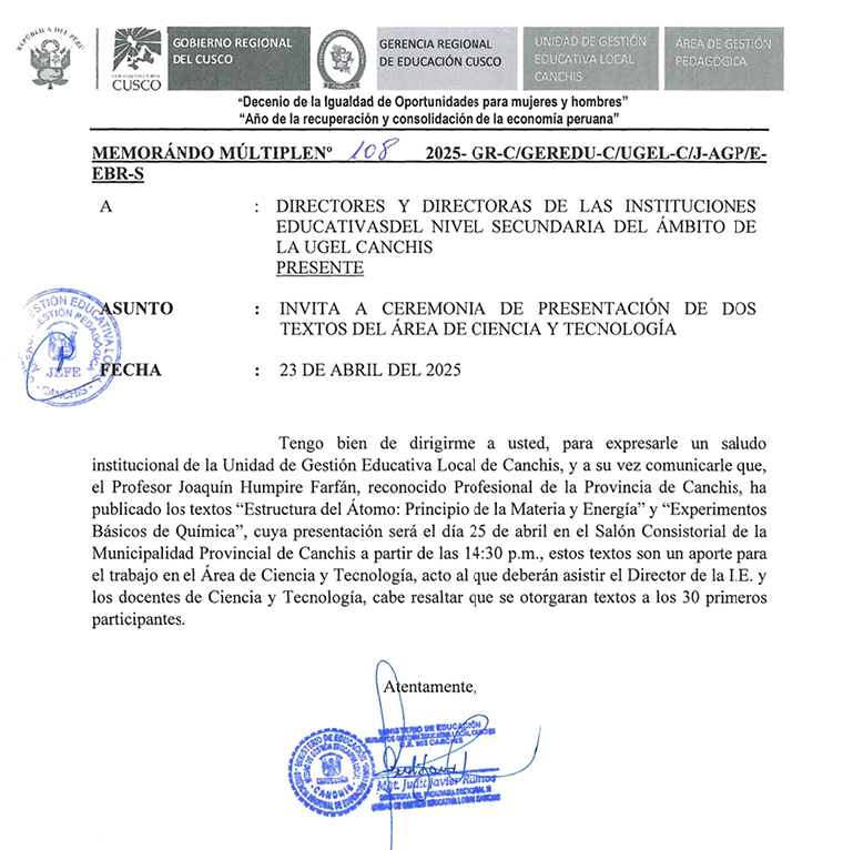 Invita a ceremonia de presentación de dos textos del área de ciencia y tecnología