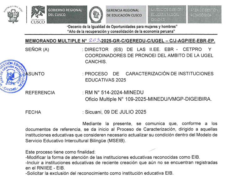 Proceso de caracterización de instituciones educativas 2025