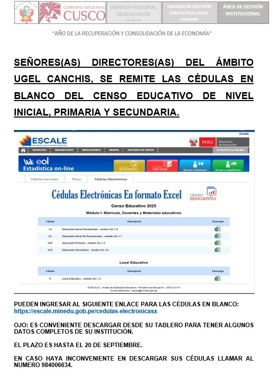 Cedula electrónica ESCALE - ESTADISTICA