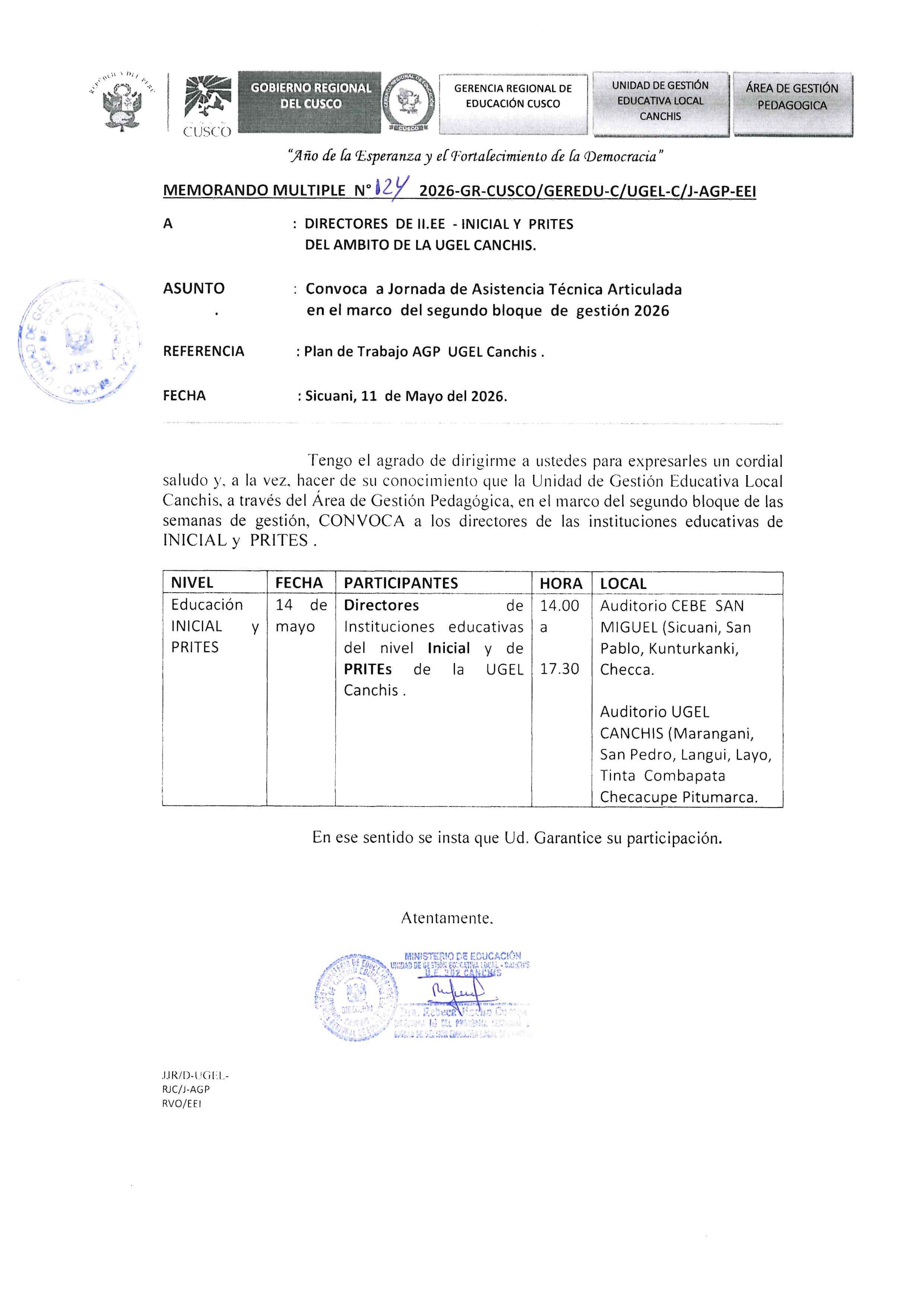 Convoca a Jornada de Asistencia Técnica Articulada en el marco del segundo bloque de gestión 2026