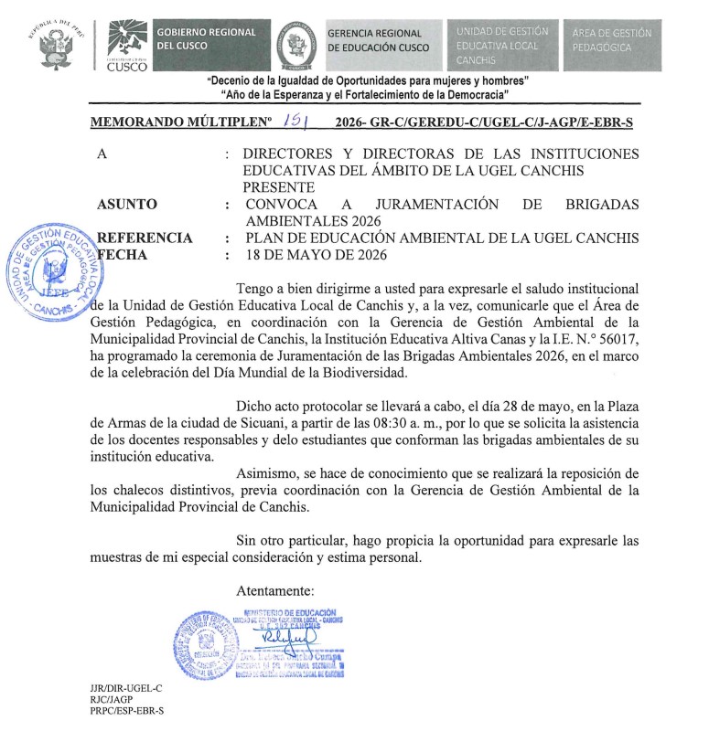 Convoca A JURAMENTACION AMBIENTALES 2026 BRIGADAS