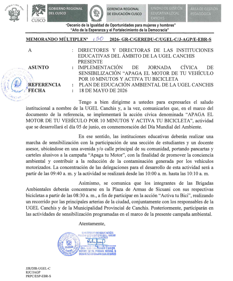 IMPLEMENTACION DE JORNADA CIVICA DE SENSIBILIZACIÓN "APAGA EL MOTOR DE TU VEHÍCULO POR 10 MiNUTOS Y ACTIVA TU BICICLETA
