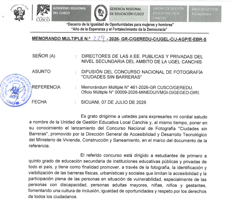 Difusión CONCURSO NACIONAL DE FOTOGRAFÍA "CIUDADES SIN BARRERAS"