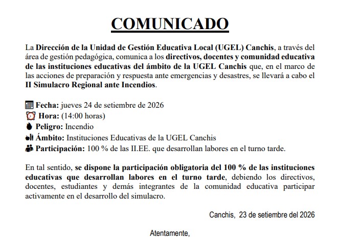 COMUNICADO II Simulacro Regional ante Incendios.