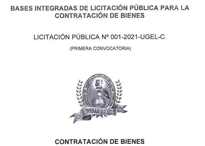 Read more about the article INTEGRACION DE LAS BASES  DE LICITACION PUBLICA N° 001 – UGEL C.1 – PRIMERA CONVOCATORIA