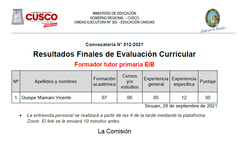 Read more about the article Resultados Finales de Evaluación Curricular – Formador Tutor Primaria EIB