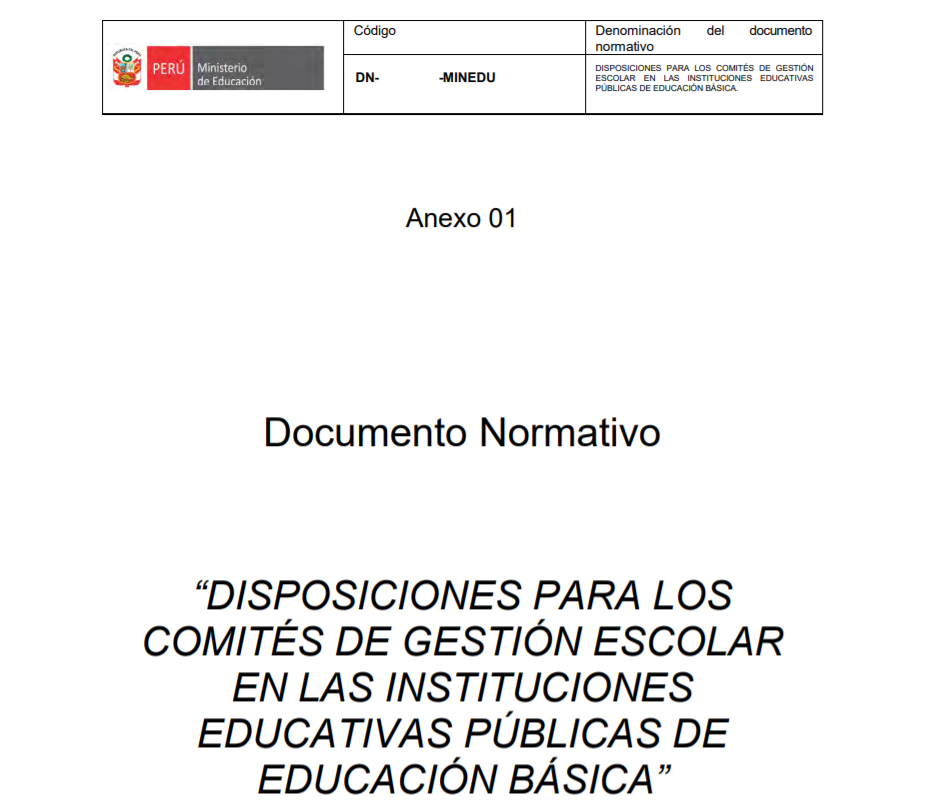Read more about the article DISPOSICIONES PARA LOS COMITÉS DE GESTIÓN ESCOLAR EN LAS INSTITUCIONES EDUCATIVAS PÚBLICAS DE EDUCACIÓN BÁSICA