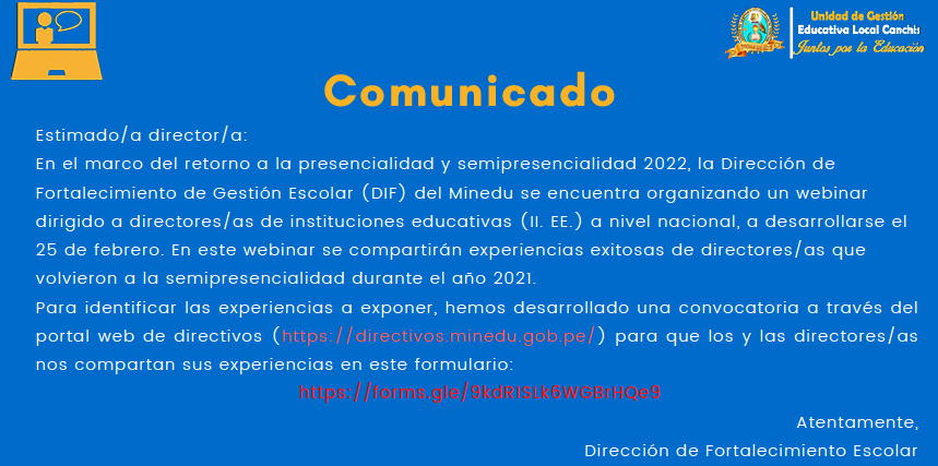 Read more about the article COMUNICADO – DIRECCIÓN DE FORTALECIMIENTO ESCOLAR (DIF) DEL MINISTERIO DE EDUCACIÓN.
