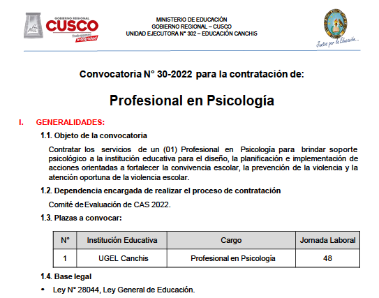 Read more about the article Convocatoria N° 30-2022 para la contratación de:<br>Profesional en Psicología