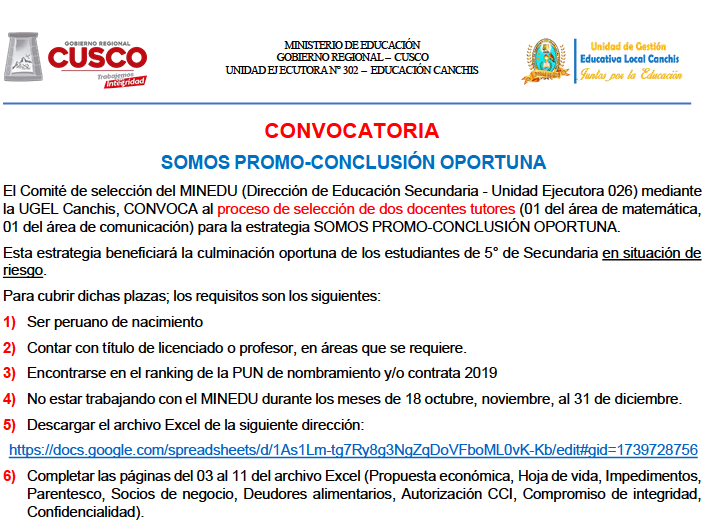 Read more about the article CONVOCATORIA<br>SOMOS PROMO-CONCLUSIÓN OPORTUNA