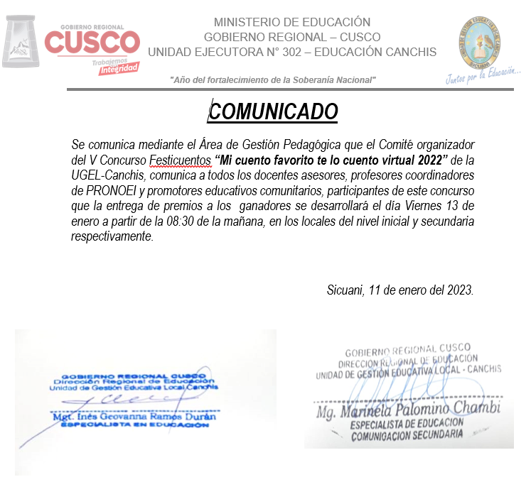 Read more about the article COMUNICADO – “Mi cuento favorito te lo cuento virtual 2022″