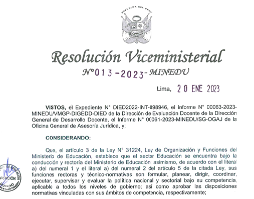 Read more about the article CRONOGRAMA DEL CONCURSO PÚBLICO PARA EL ASCENSO DE ESCALA DE LOS PROFESORES<br>DE EDUCACIÓN BÁSICA EN LA CARRERA PÚBLICA MAGISTERIAL,<br>CORRESPONDIENTE AL AÑO 2022, APROBADO POR LA RESOLUCIÓN VICEMINISTERIAL N° 063-<br>2022-MINEDU Y MODIFICADO POR LA RESOLUCIÓN VICEMINISTERIAL N° 009-2023-MINEDU