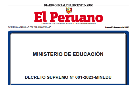 Read more about the article DECRETO SUPREMO Nº 001-2023-MINEDU